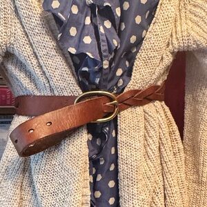 Fossil, Lightly Braided, Brown Leather Belt